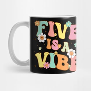 Groovy 5th Birthday Five Is A Vibe 5 Year Old Girls Boys Mug